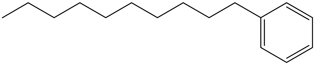 Alquilbenceno Lineal estructura química C6H5-CnH2n+1 cadena C10-C13 precursor sulfonación LAS diagrama molecular